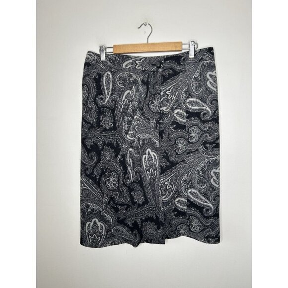 Talbots Midi Skirt Black Women Petite Classic Career Office Wool Size 12P - Picture 5 of 9